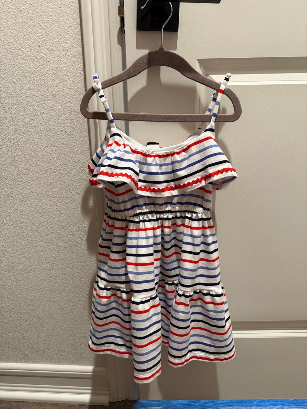 Janie and Jack White Sundress with Red & Blue Stripes